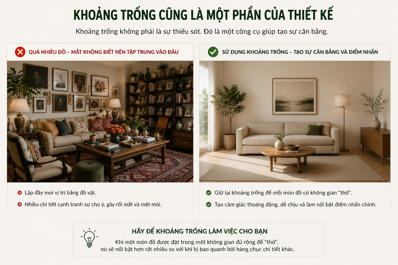 Kho Cube VN - Cách decor nhà đẹp - Tạo ra khoảng trống trong không gian