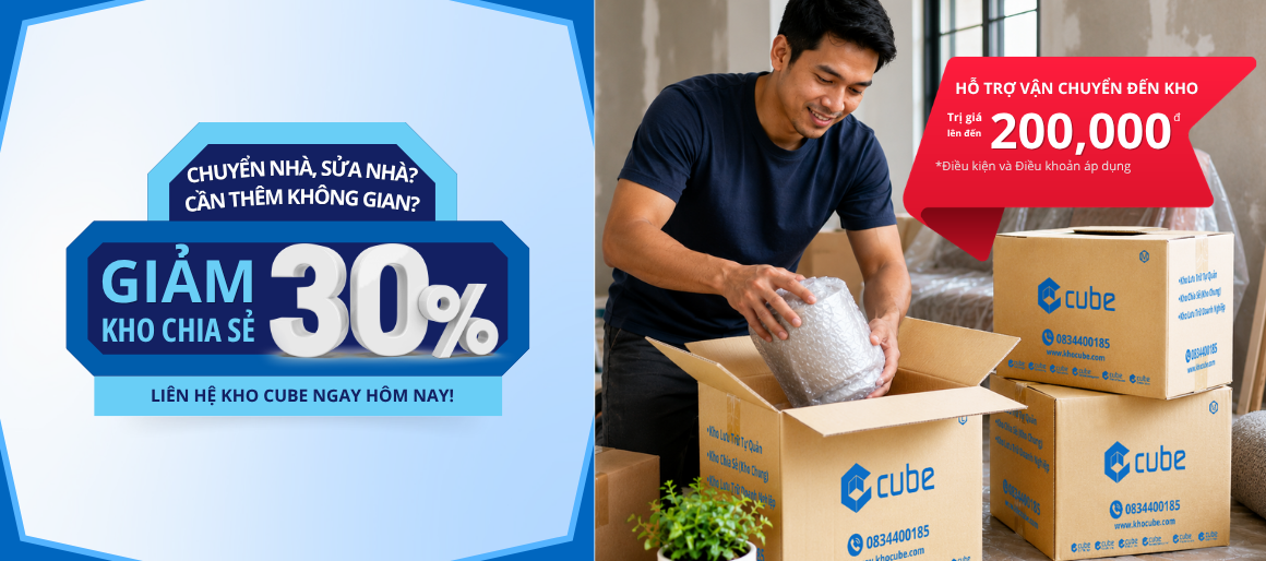 Kho Cube - Dịch vụ cho thuê kho mini TPHCM - Giảm giá 30% kho chia sẻ - Promotion Banner Kho Cube - Dịch vụ cho thuê kho mini TPHCM - Giảm giá 30% kho chia sẻ - Promotion Banner